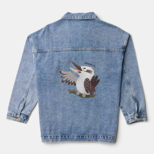 Cute funny laughing kookaburra cartoon denim jacket