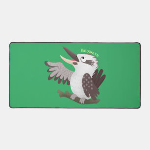 Cute funny laughing kookaburra cartoon desk mat