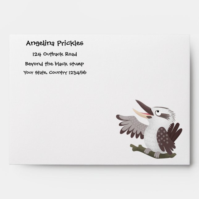 Cute funny laughing kookaburra cartoon envelope (Front)
