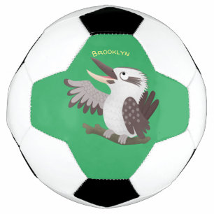 Cute funny laughing kookaburra cartoon football