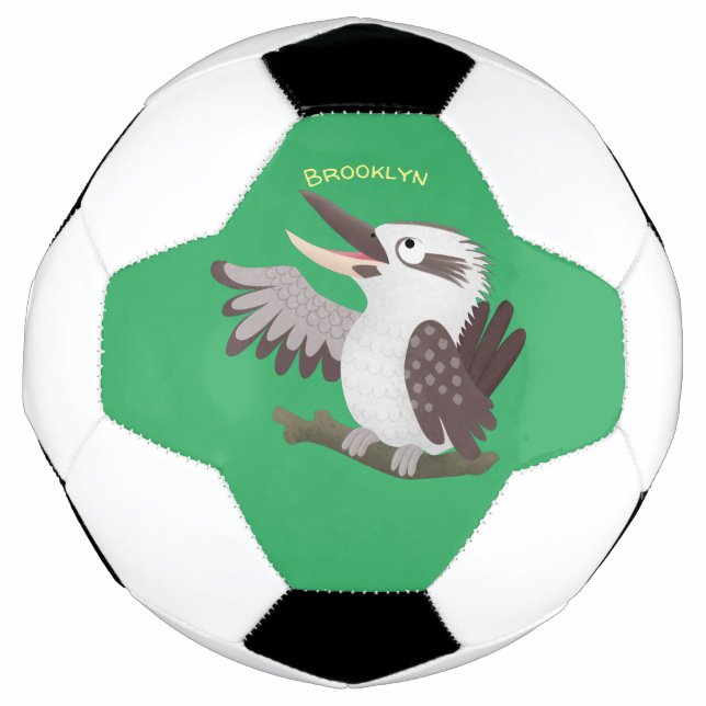 Cute funny laughing kookaburra cartoon football (Front)