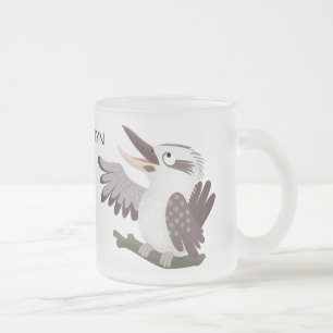 Cute funny laughing kookaburra cartoon frosted glass coffee mug