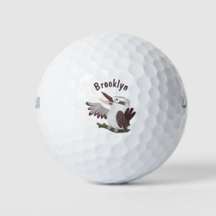 Cute funny laughing kookaburra cartoon golf balls