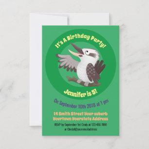Cute funny laughing kookaburra cartoon invitation