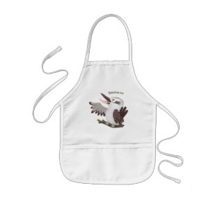 Cute funny laughing kookaburra cartoon kids' apron