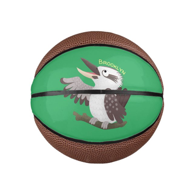 Cute funny laughing kookaburra cartoon mini basketball (Front)