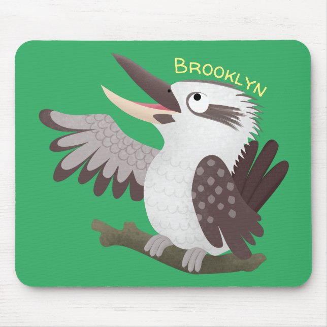 Cute funny laughing kookaburra cartoon mouse mat (Front)