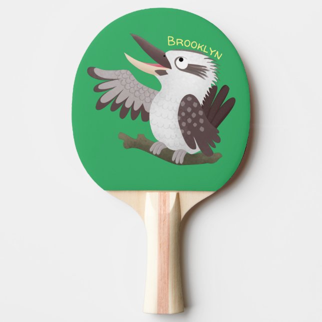 Cute funny laughing kookaburra cartoon ping pong paddle (Front)