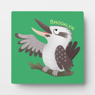 Cute funny laughing kookaburra cartoon plaque