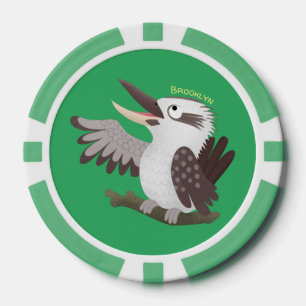 Cute funny laughing kookaburra cartoon poker chips