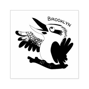 Cute funny laughing kookaburra cartoon rubber stamp
