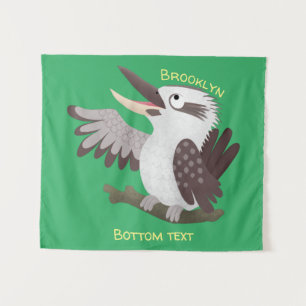 Cute funny laughing kookaburra cartoon tapestry