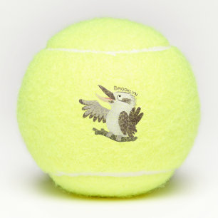 Cute funny laughing kookaburra cartoon tennis balls