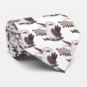 Cute funny laughing kookaburra cartoon tie