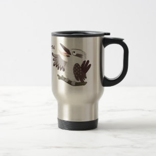 Cute funny laughing kookaburra cartoon travel mug