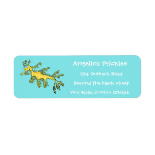 Cute funny leafy sea dragon cartoon illustration