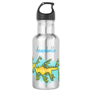 Cute funny leafy sea dragon cartoon illustration 532 ml water bottle