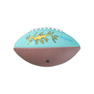 Cute funny leafy sea dragon cartoon illustration american football