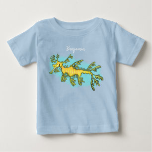 Cute funny leafy sea dragon cartoon illustration baby T-Shirt