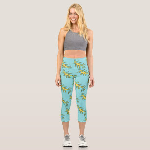 Cute funny leafy sea dragon cartoon illustration capri leggings