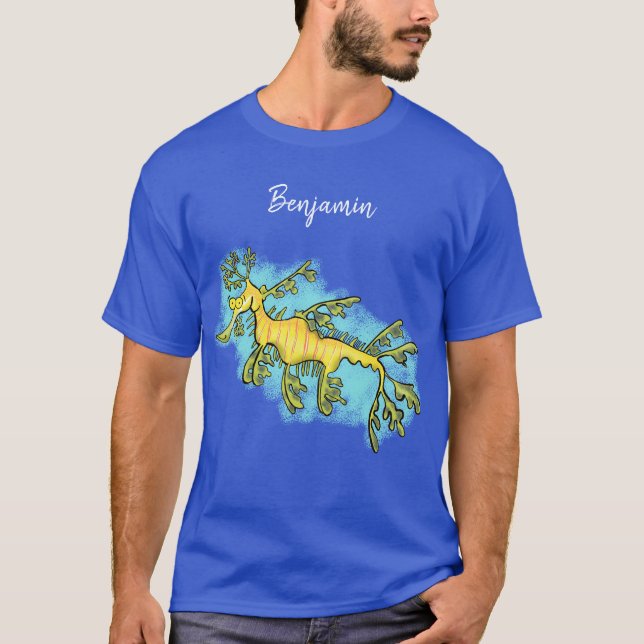 Cute funny leafy sea dragon cartoon illustration T-Shirt (Front)