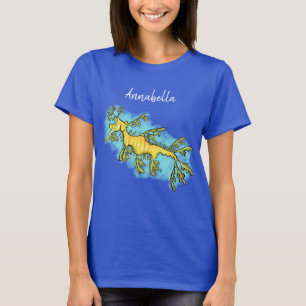 Cute funny leafy sea dragon cartoon illustration T-Shirt
