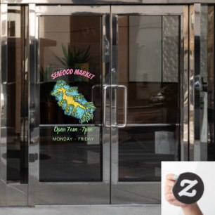 Cute funny leafy sea dragon cartoon illustration window cling