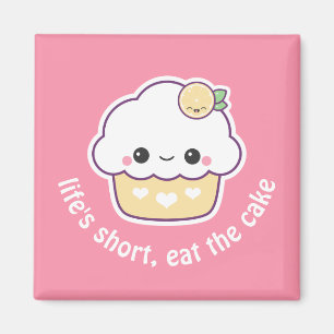 Cute Funny Lemon Cupcake Magnet