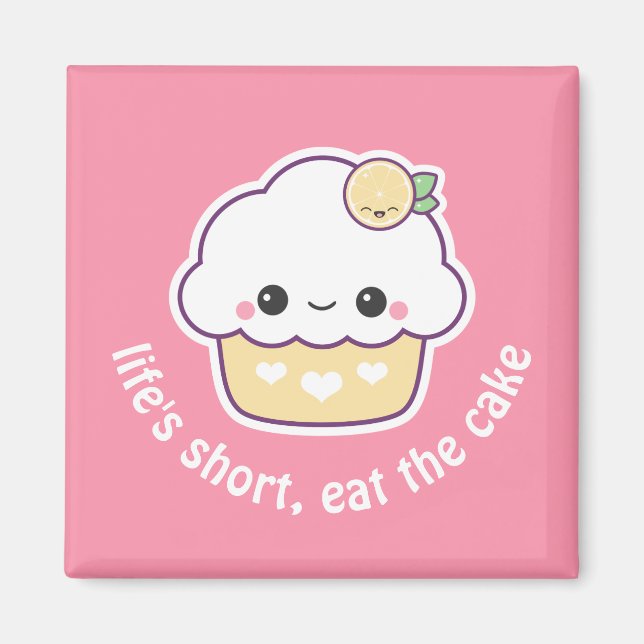 Cute  Funny Lemon Cupcake Magnet (Front)