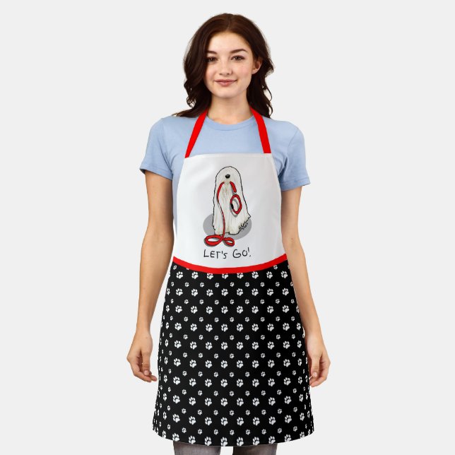 Cute Funny Let's Go! Walk Komondor Dog with Leash Apron (Worn)
