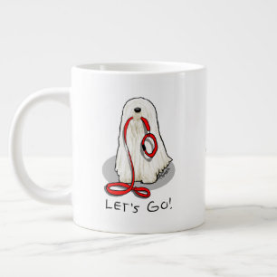 Cute Funny Let's Go! Walk Komondor Dog with Leash Large Coffee Mug