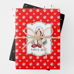 Cute Funny Let's Go! Walk Komondor Dog with Leash Wrapping Paper Sheet