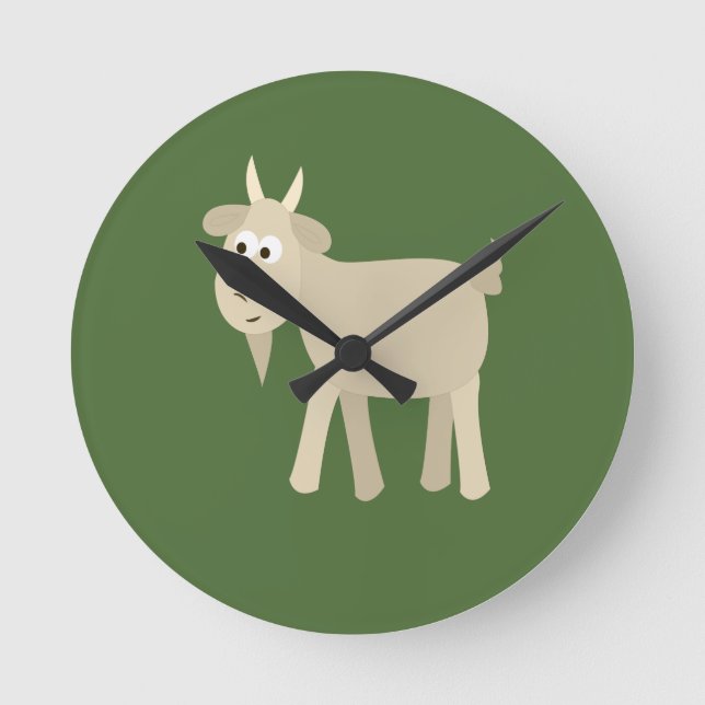 Cute Funny Little Goat Round Clock (Front)