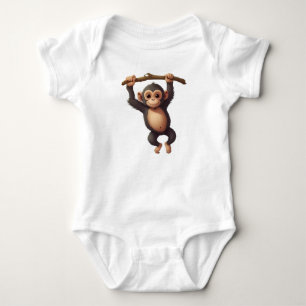 Cute funny little monkey  baby bodysuit