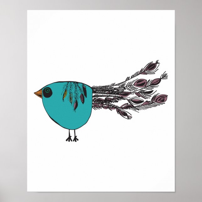 cute funny little peacock poster (Front)
