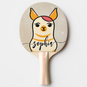 Cute Funny Llama Face Gold Ping Pong Paddle