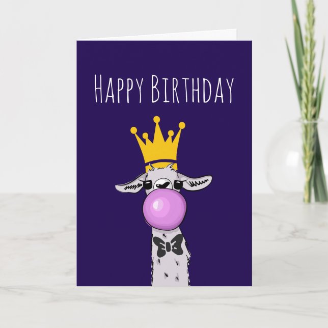 Cute Funny Llama Illustration Birthday Card (Front)