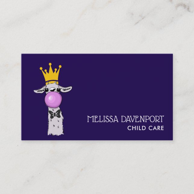 Cute Funny Llama Illustration Business Card (Front)