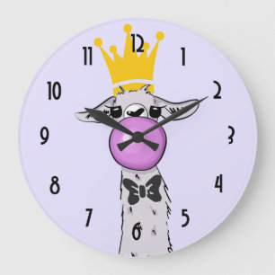 Cute Funny Llama Illustration Large Clock