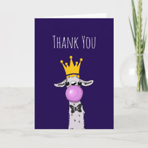 Cute Funny Llama Illustration Thank You Card
