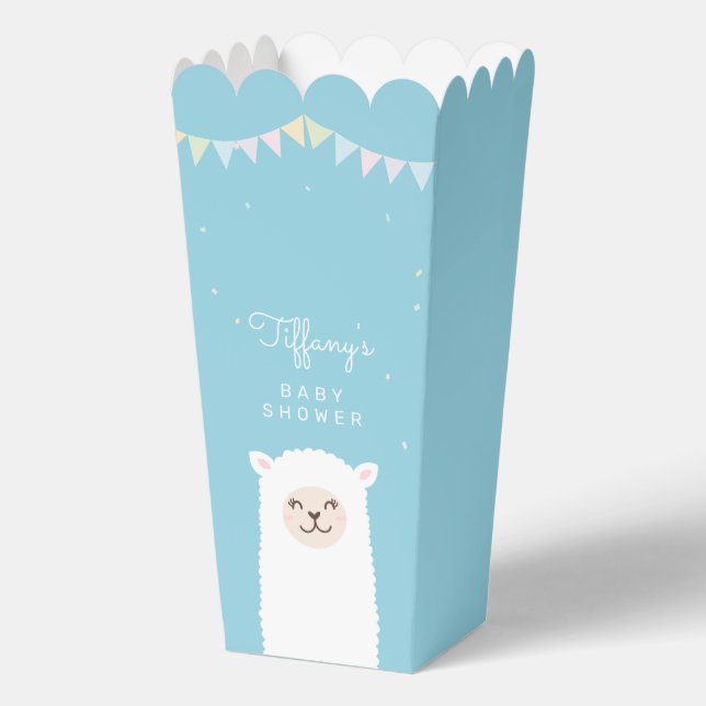 Cute Funny Llama Momma Fiesta Baby Boy Shower Favour Box (Front)