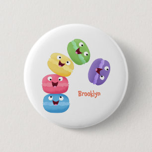 Cute funny macaroons cartoon illustration 6 cm round badge