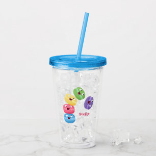 Cute funny macaroons cartoon illustration acrylic tumbler