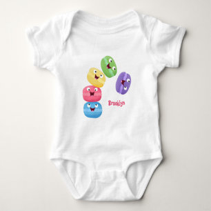 Cute funny macaroons cartoon illustration baby bodysuit