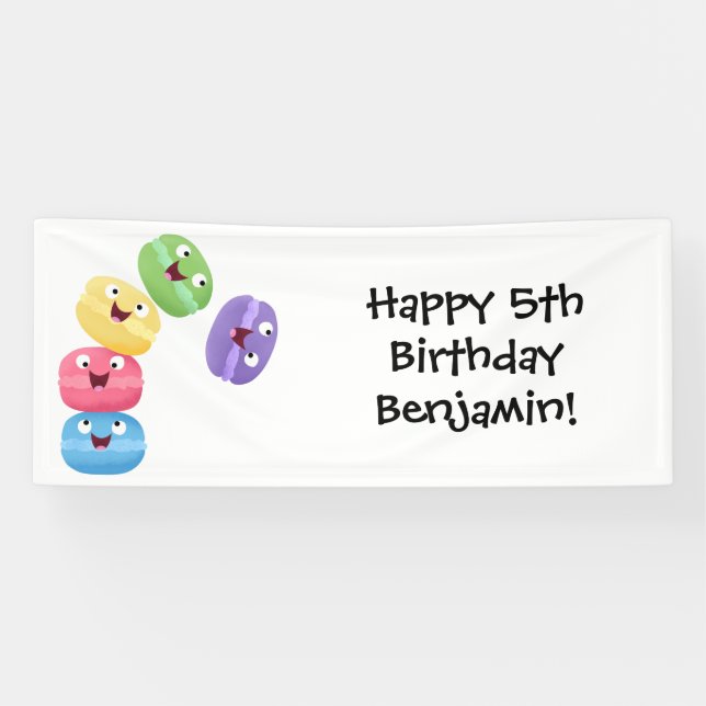 Cute funny macaroons cartoon illustration banner (Horizontal)