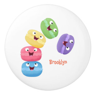 Cute funny macaroons cartoon illustration ceramic knob