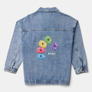 Cute funny macaroons cartoon illustration denim jacket