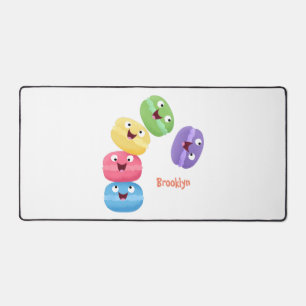 Cute funny macaroons cartoon illustration desk mat