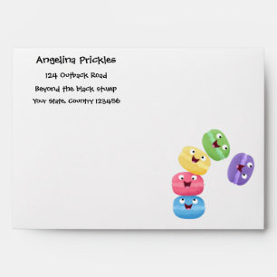 Cute funny macaroons cartoon illustration envelope