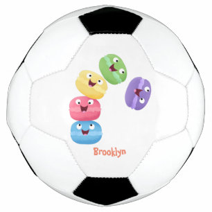 Cute funny macaroons cartoon illustration football
